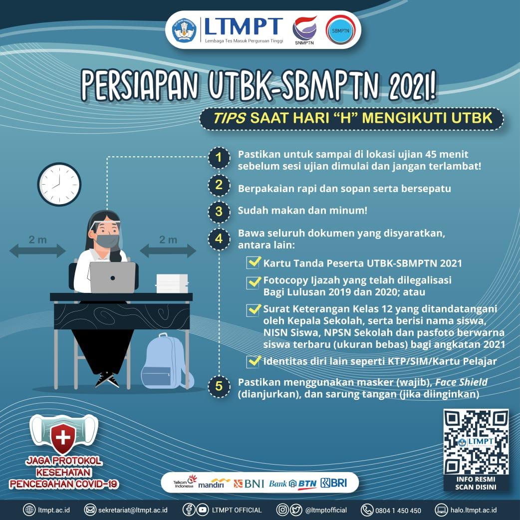 Tips Saat Hari "H" Mengikuti UTBK-SBMPTN dan Simulasi Panduan Peserta UTBK SBMPTN Tahun 2021
