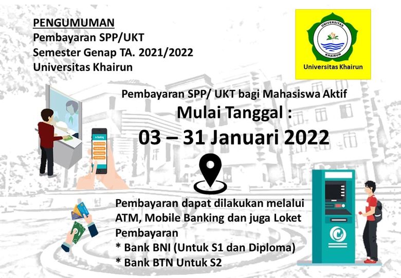 Pembayaran UKT Semester Genap bagi Mahasiswa Aktif Tahun Akademik 2021/2022