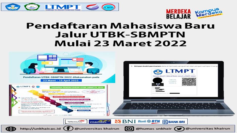 Pendaftaran Mahasiswa Baru Jalur UTBK-SBMPTN Mulai 23 Maret 2022