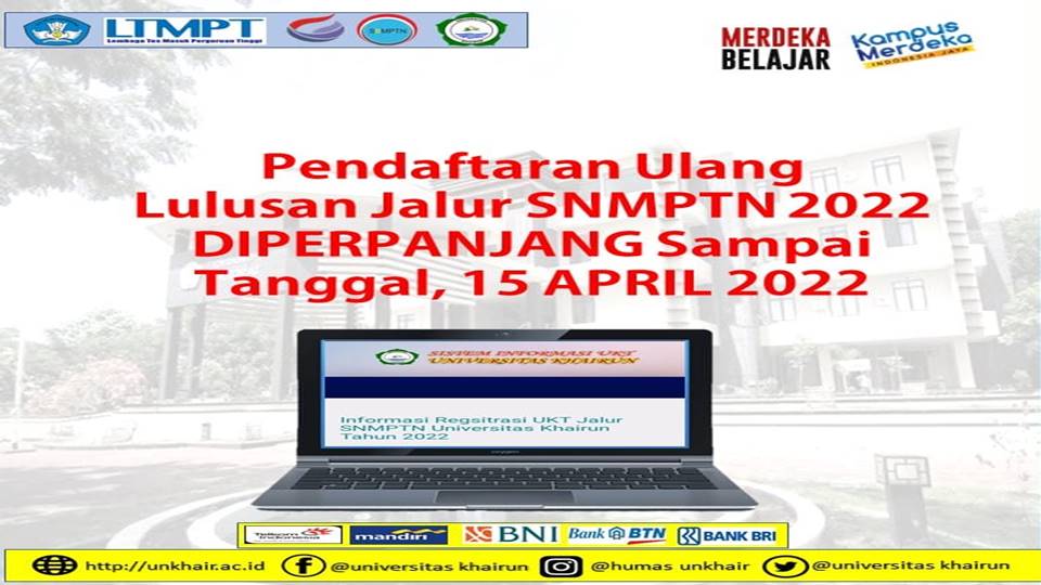 Registrasi dan Daftar Ulang Lulusan SNMPTN 2022 di Perpanjang Sampai 15 April 2022