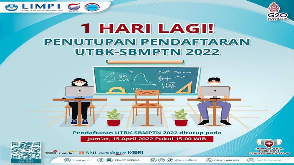Sehari lagi Penutupan Pendaftaran Mahasiswa Baru Gelombang II Jalur UTBK-SBMPTN Tahun 2022