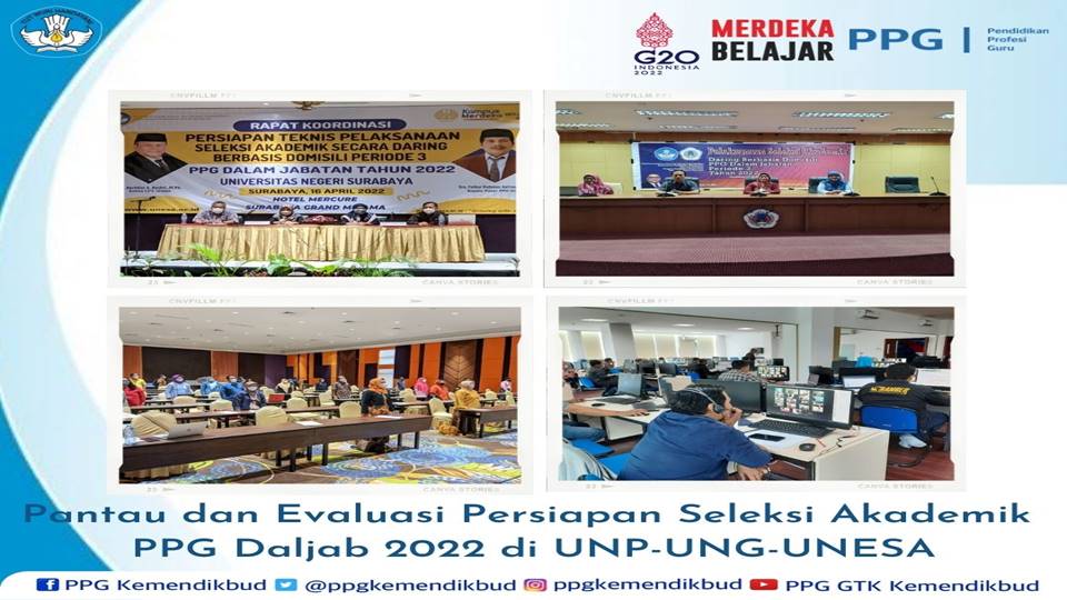 Persiapan Teknis Pelaksanaan Seleksi Akademik Daring Berbasis Domisili, Tim Direktorat PPG Pantau dan Evaluasi UNP, UNG dan UNESA