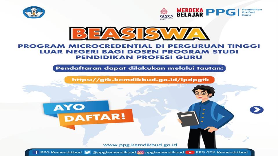 Beasiswa Program Microcredential di Perguruan Tinggi Luar Negeri Bagi Dosen Program Studi Pendidikan Profesi Guru