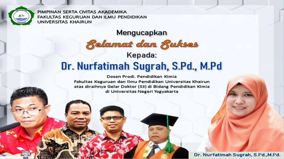 Ucapan Selamat Dekan Serta Civitas Akademika FKIP Kepada Dr. Nurfatimah Sugrah, S.Pd.,M.Pd